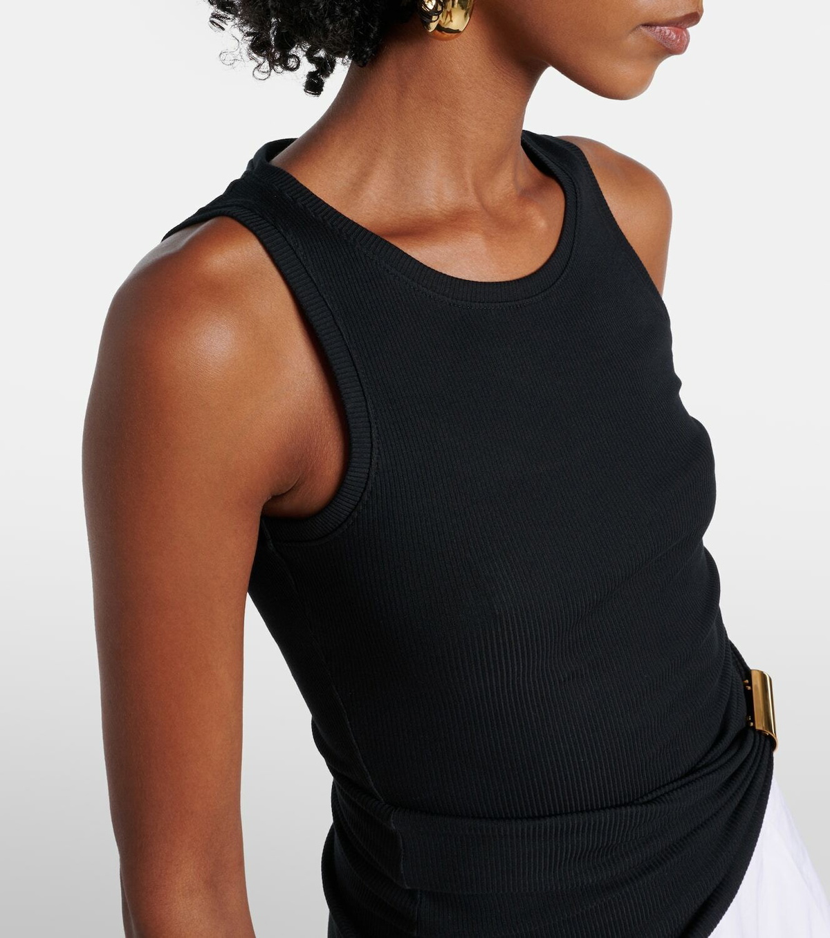 Loewe Asymmetric draped cotton-blend tank top