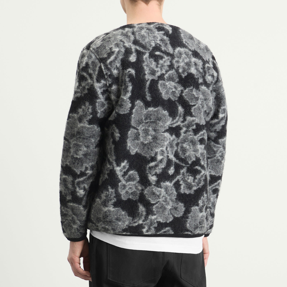 Universal Works Men's Flower Fleece Cardigan in Charcoal