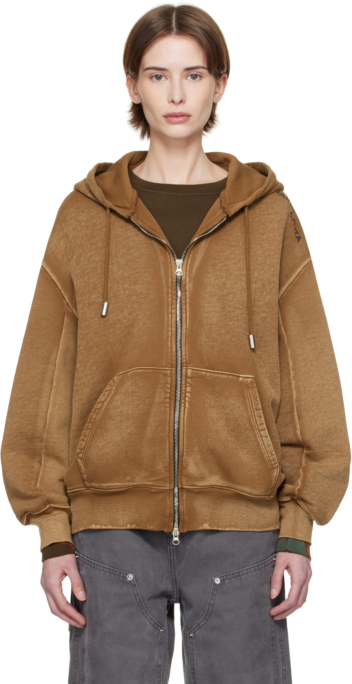 Eckhaus Latta Brown Paneled Hoodie Eckhaus Latta