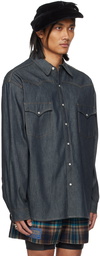 Maison Margiela Blue Press-Stud Denim Shirt