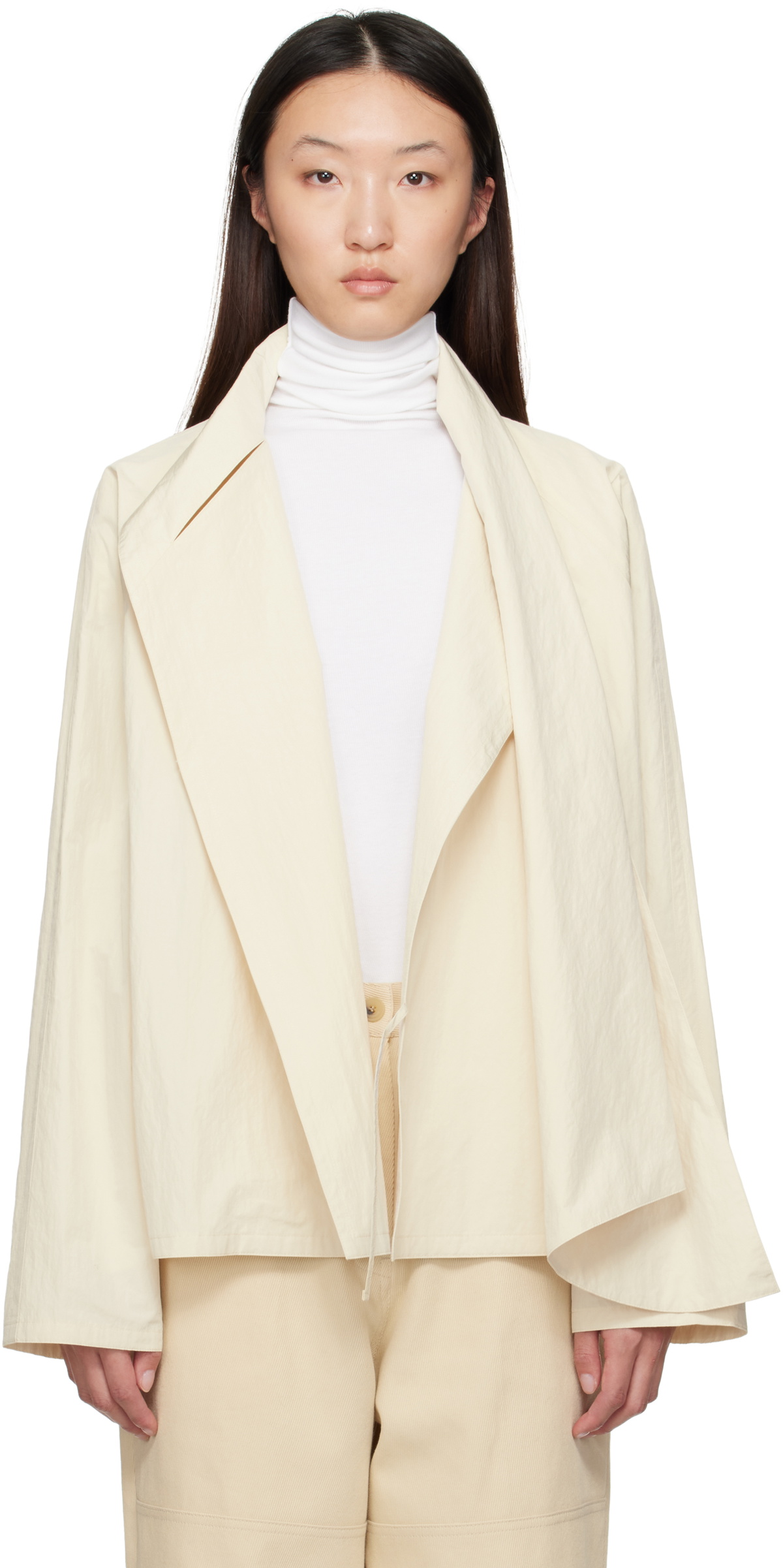 LE17SEPTEMBRE Beige Scarf Short Trench Jacket LE17SEPTEMBRE