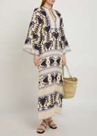 Johanna Ortiz Savannah Patterned Linen Maxi Tunic Dress Beige