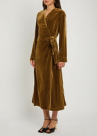Forte_forte Velvet Midi Wrap Dress Gold