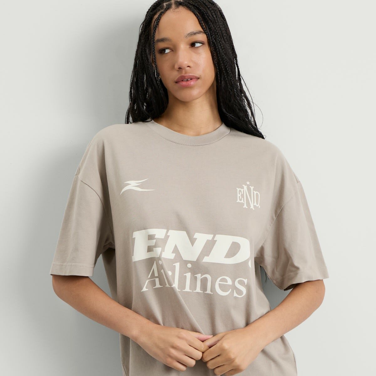 END. Airlines Short Sleeve T-Shirt in Ash Grey