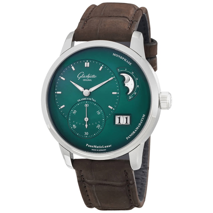 Photo: Glashutte PanoMaticLunar Automatic Green Dial Mens Watch 1-90-02-13-32-02