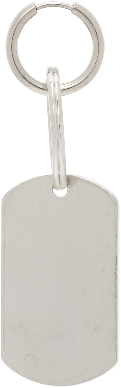Martine Ali Silver Single Dog Tag Earring