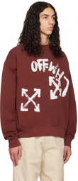 Off-White Burgundy Paint Script Skate Sweatshirt