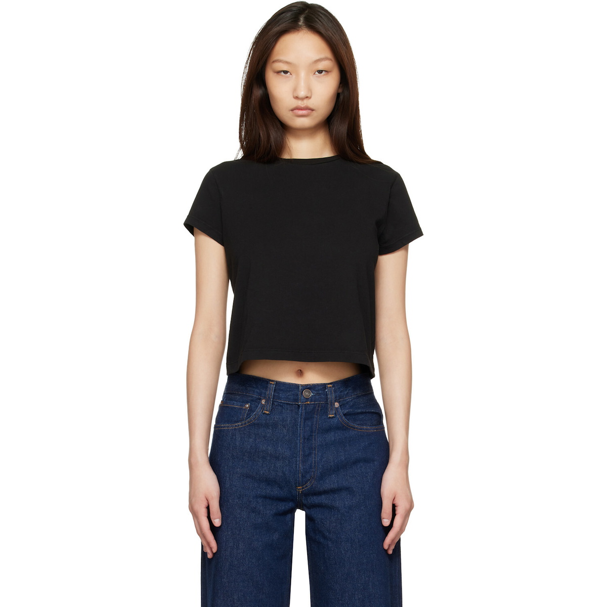 AGOLDE Black Adine Shrunken T-shirt