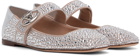 Valentino Garavani Silver & Pink VLogo Locker Mary-Jane Ballerina Flats