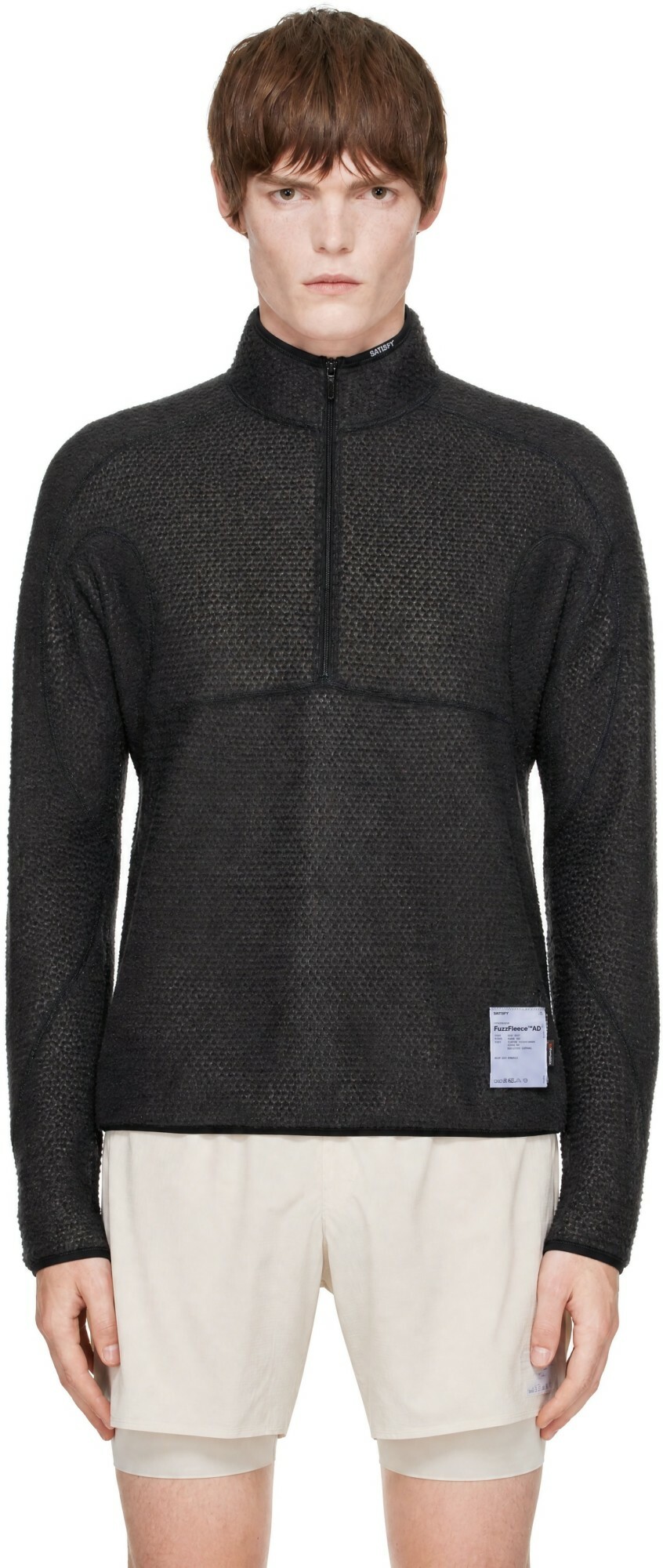 Satisfy Gray FuzzFleece AD Half-Zip Sweater