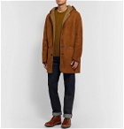 YMC - Beat Generation Leather-Trimmed Shearling Hooded Coat - Brown