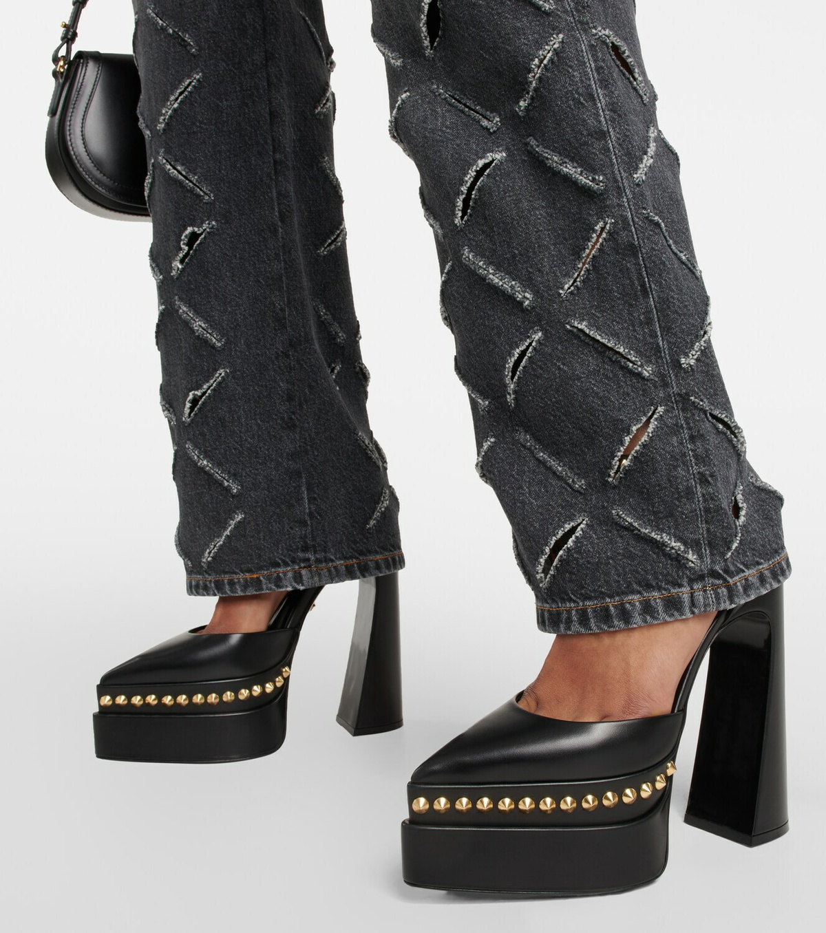 Versace - Aevitas Pointy stud leather platform pumps