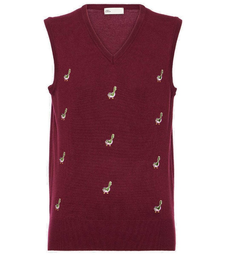 Photo: Tory Sport Embroidered cashmere sweater vest