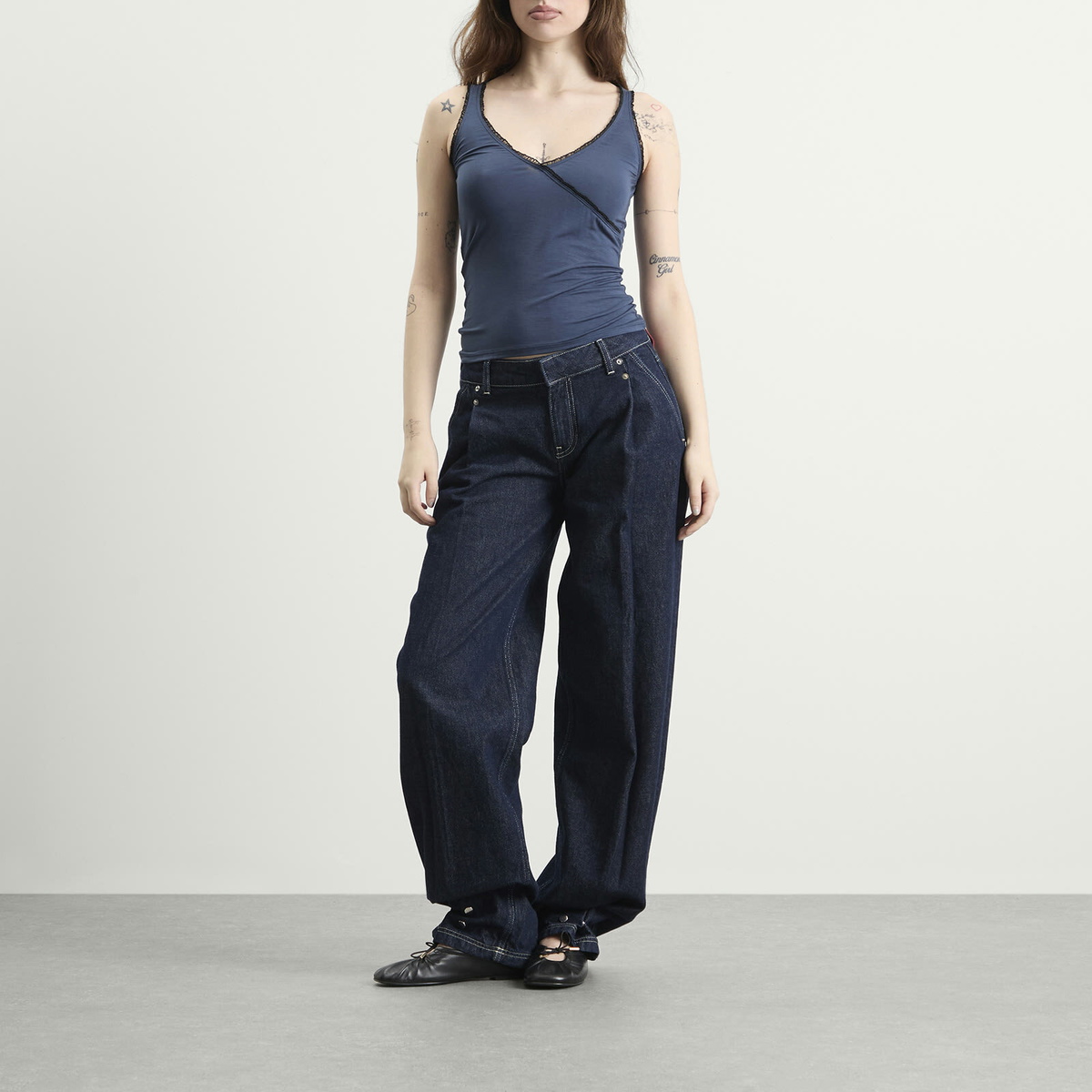 Fruity Booty Women's Frill Wrap Vest Top in Navy