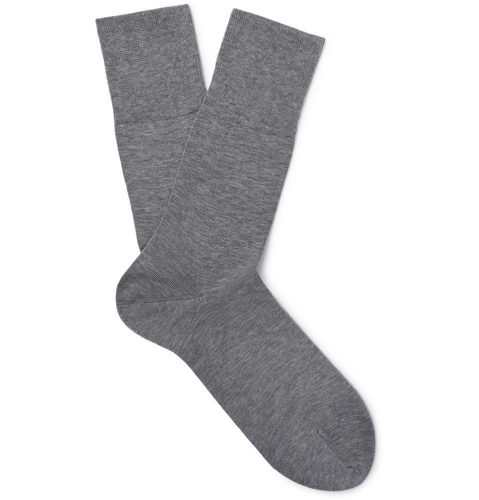 Falke - Tiago Mélange Stretch-Cotton Blend Socks - Gray FALKE Ergonomic ...