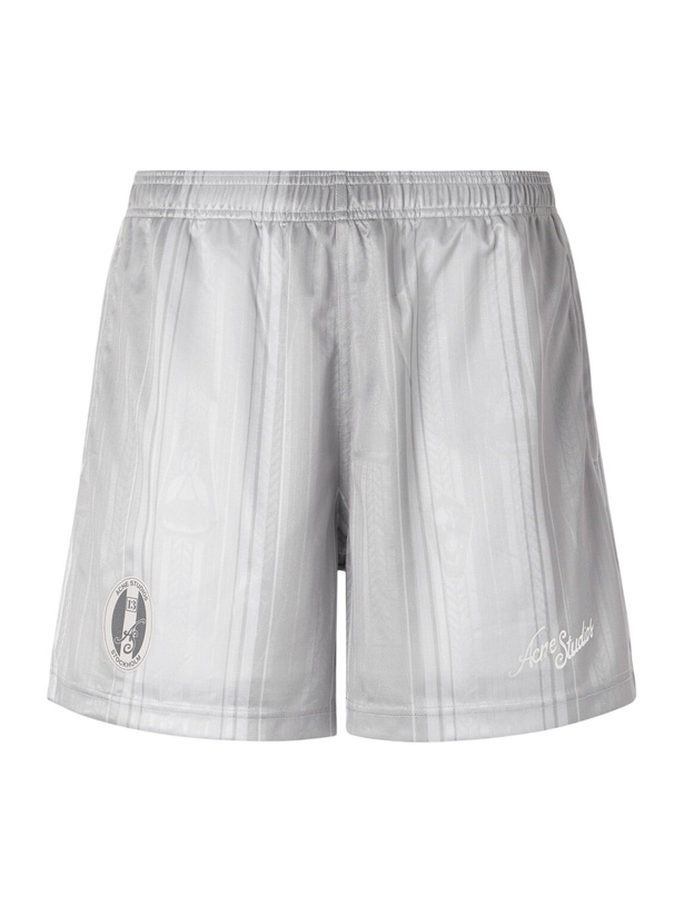 Photo: Acne Studios - Ronso Sport Straight-Leg Logo-Print Jersey Shorts - Gray