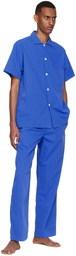 Tekla Blue Organic Cotton Pyjama Shirt