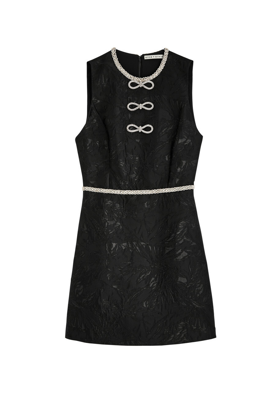 Alice + Olivia Ellis Embellished Jacquard Mini Dress Black