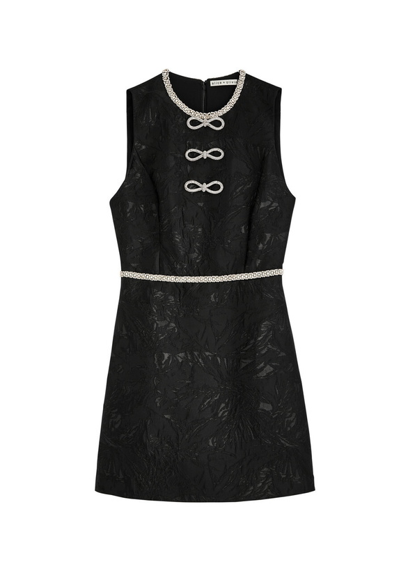 Photo: Alice + Olivia Ellis Embellished Jacquard Mini Dress Black