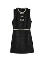 Alice + Olivia Ellis Embellished Jacquard Mini Dress Black