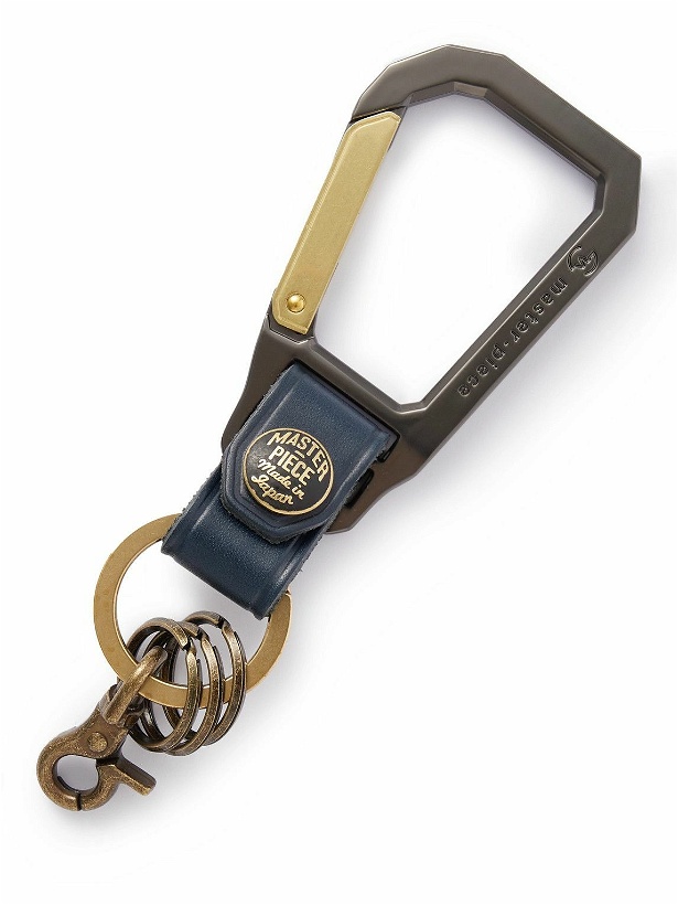 Photo: Master-Piece - Leather-Trimmed Gold and Silver-Tone Metal Key Ring