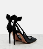 Aquazzura Bow Tie suede-trimmed mesh pumps