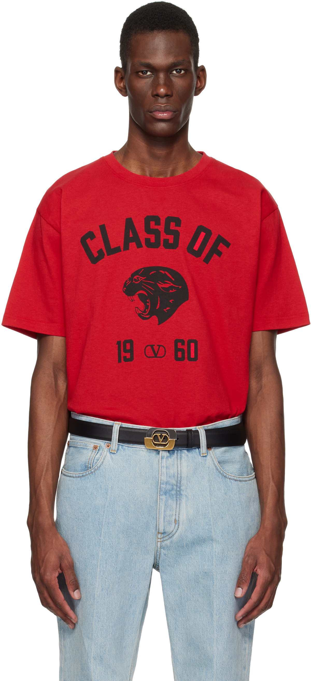 Valentino Black Cotton Panther 'Class of 1960' Print T-shirt