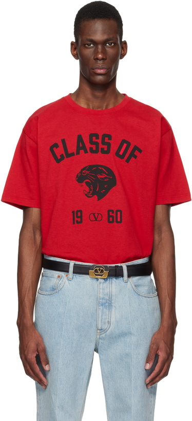 Photo: Valentino Black Cotton Panther 'Class of 1960' Print T-shirt