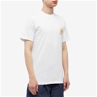 Monitaly Men's Crochet Flower T-Shirt in White With Natural Gold