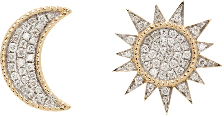 Photo: Yvonne Léon Gold Diamond Soleil & Lune Earrings