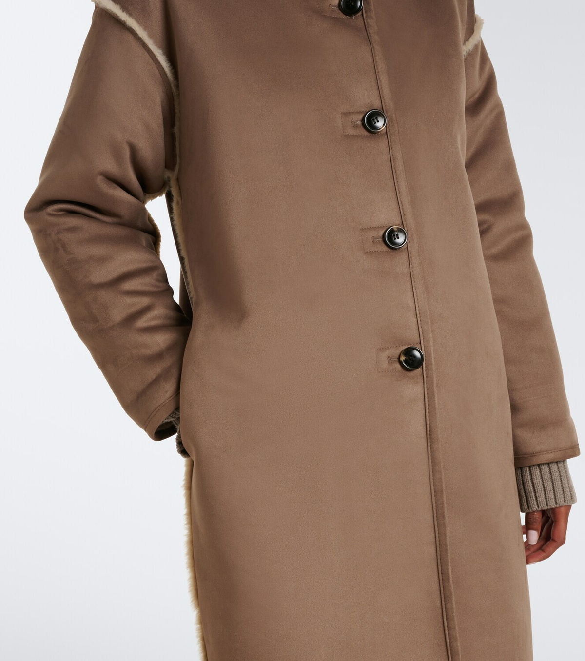 Velvet Yves teddy-trimmed coat
