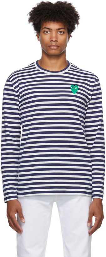 Photo: Comme des Garçons Play Big Heart Striped Long Sleeve T-Shirt