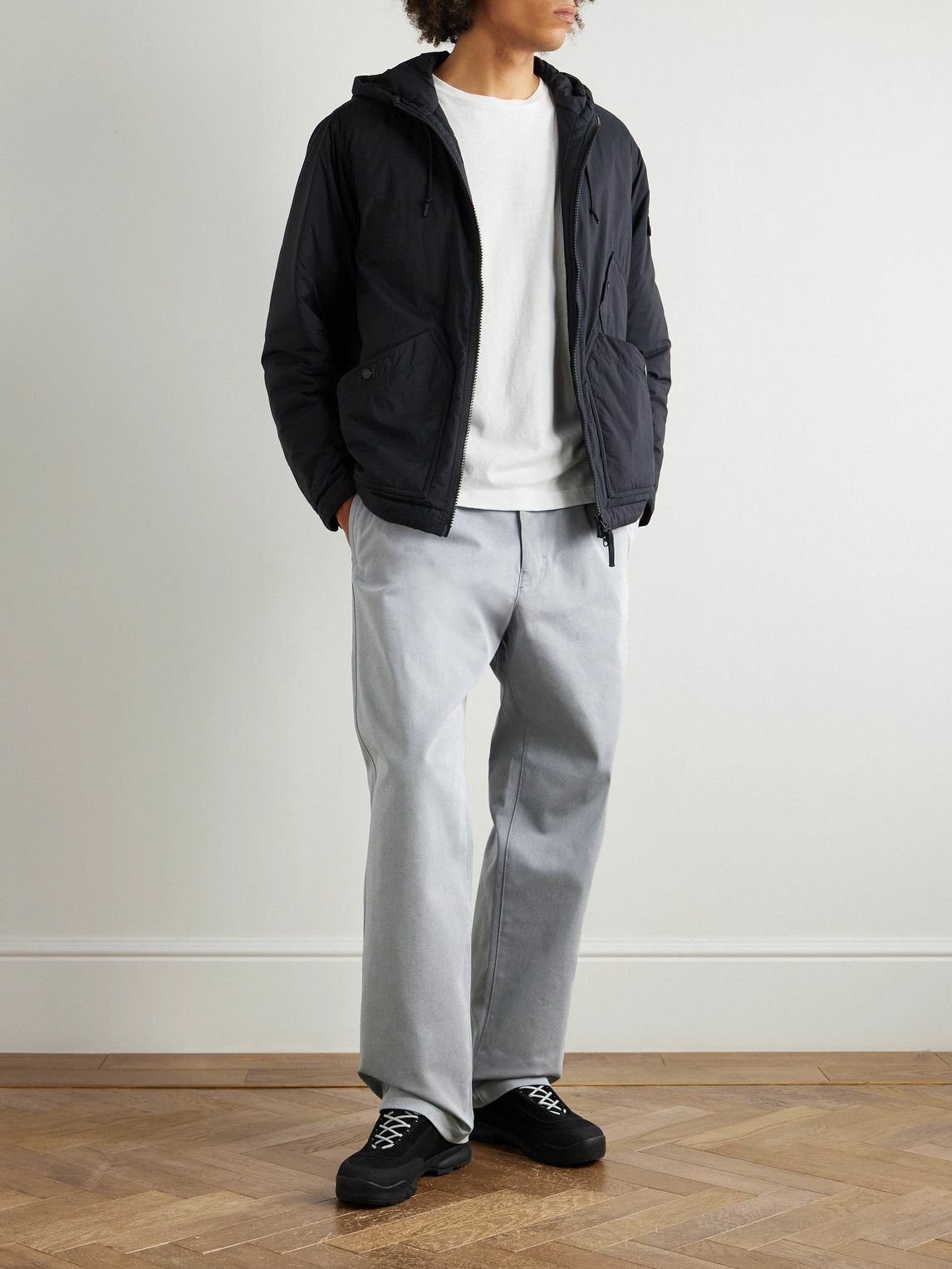 Stone Island - Marina Wide-Leg Belted Pleated Cotton-Blend Gabardine Trousers - Gray