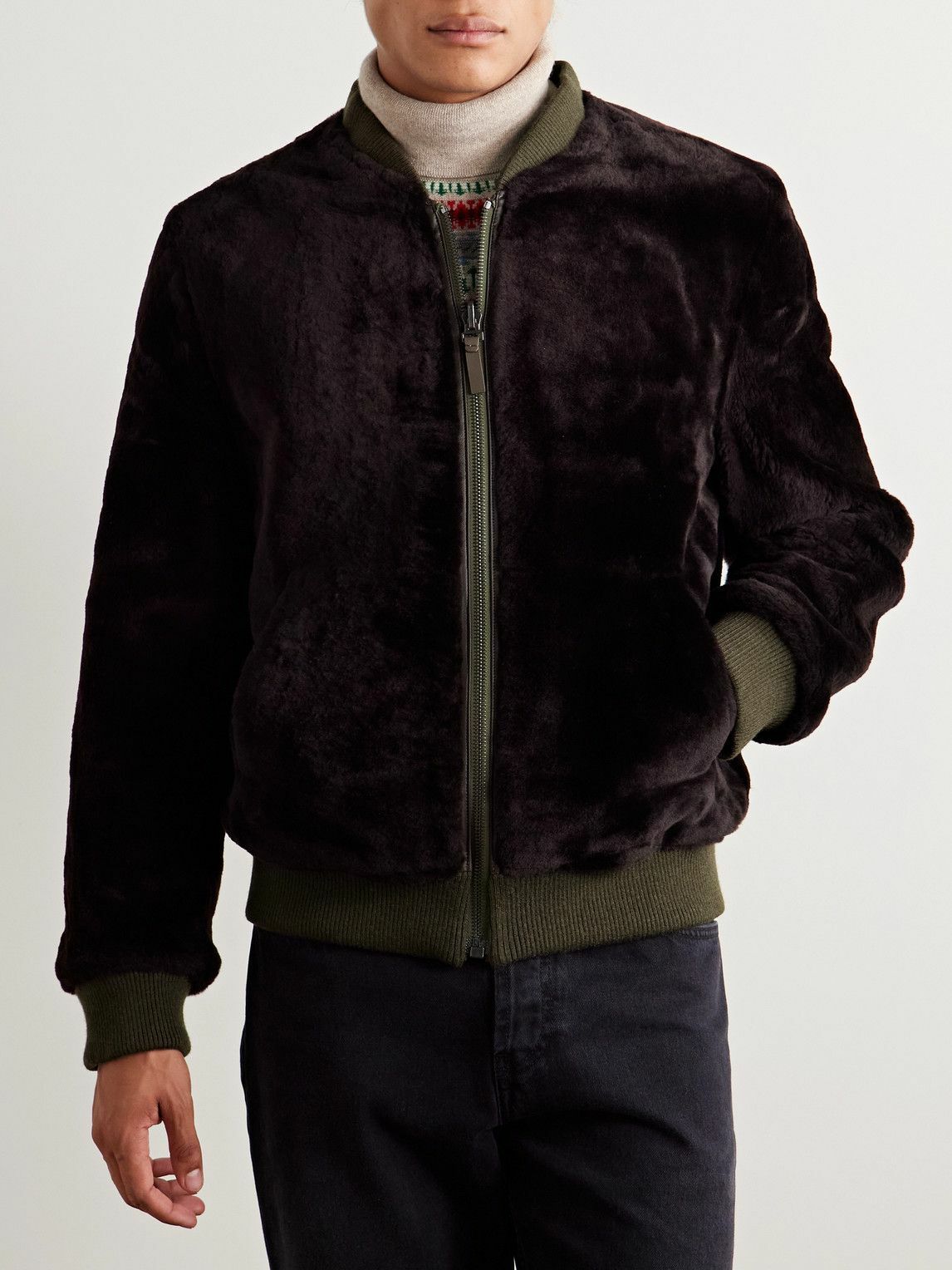 Yves Salomon - Reversible Shell and Shearling Bomber Jacket - Green