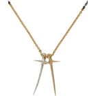 Pearls Before Swine Silver and Gold Two-Tone Double Thorn Cross Necklace