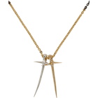 Pearls Before Swine Silver and Gold Two-Tone Double Thorn Cross Necklace