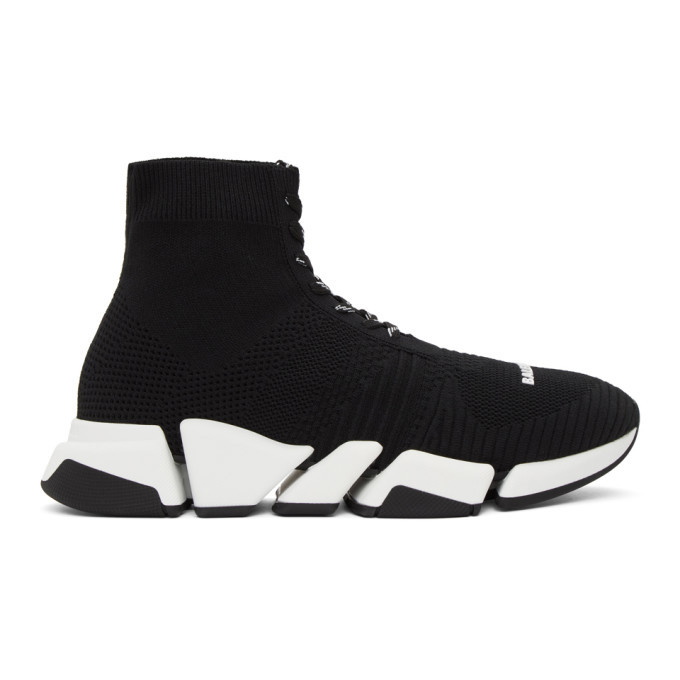 Photo: Balenciaga Black and White Speed 2.0 Lace-Up Sneakers