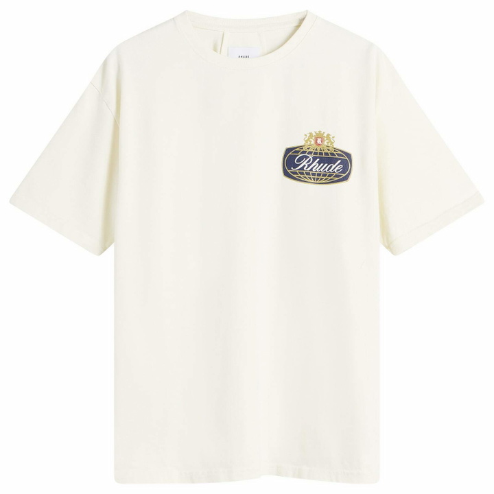 Photo: Rhude Men's Safari Crest T-Shirt in Vintage White/Blue/Red