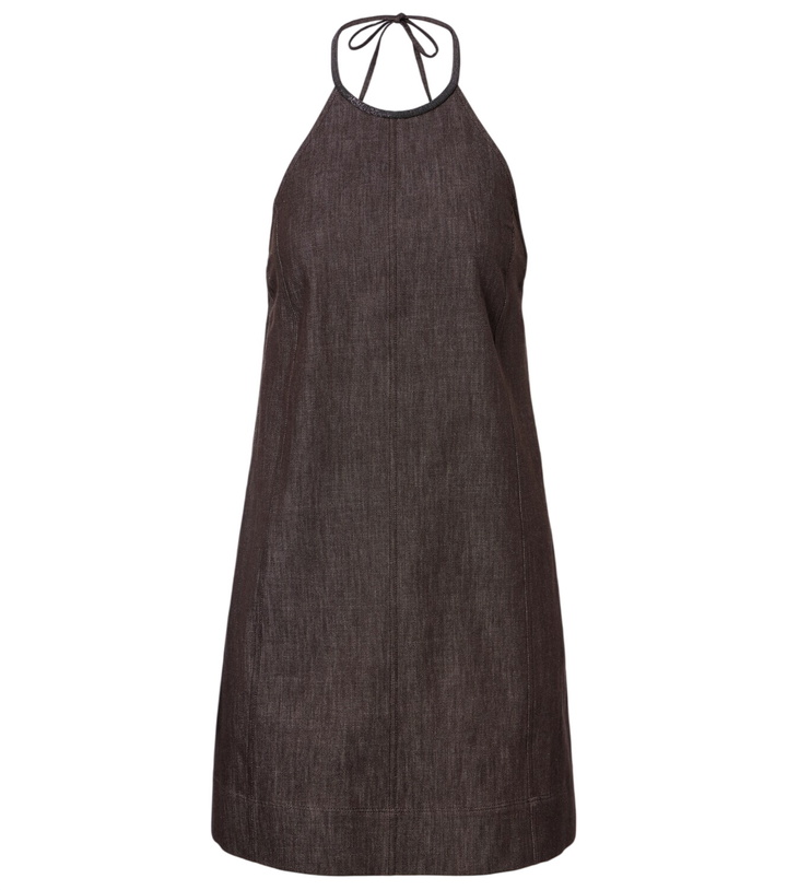 Photo: Brunello Cucinelli Halterneck open-back cotton minidress