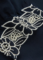 Rixo Cristina Floral-embroidered Linen-blend Mini Dress Navy