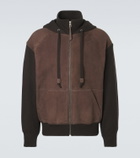 Loewe Paneled suede zip-up hoodie