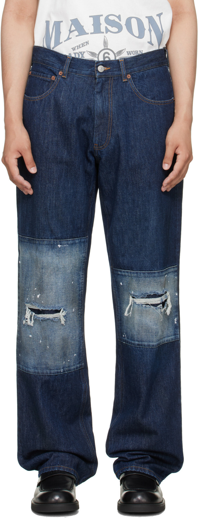 MM6 Maison Margiela Blue Straight-Leg Jeans