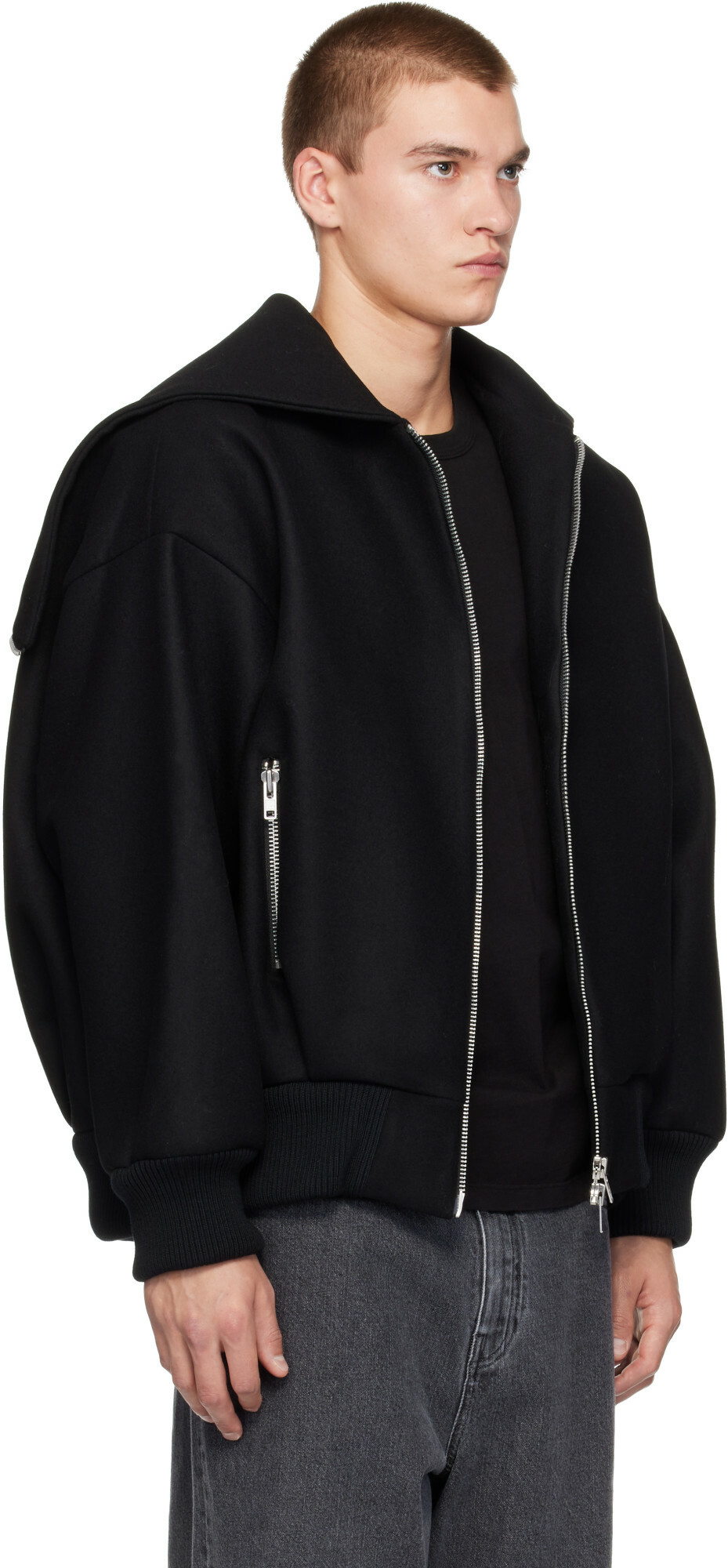 Simone Rocha Black Oversized Split Hood Jacket