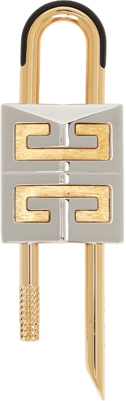 Photo: Givenchy Gold & Silver Small 4G Padlock Keychain