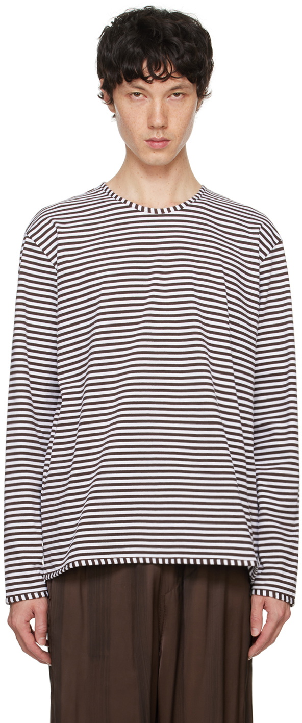 SUNNEI|LONG-SLEEVED ROUND NECK T-SHIRTS (CLASSIC SWEATS SUNNEI Brown & White Classic Long Sleeve T-Shirt Sunnei