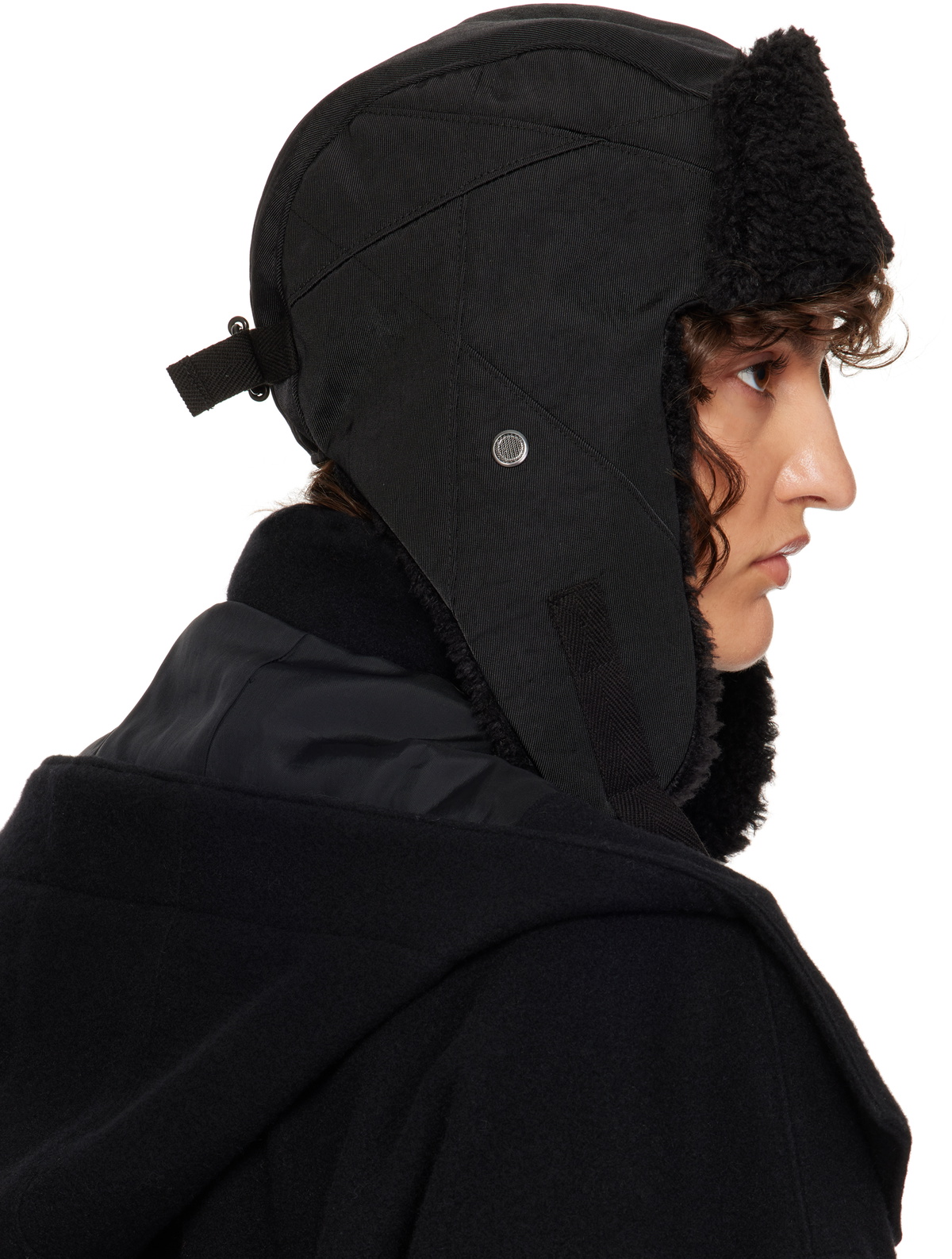 Y's Black Vintage Nylon Twill Flying Aviator Hat