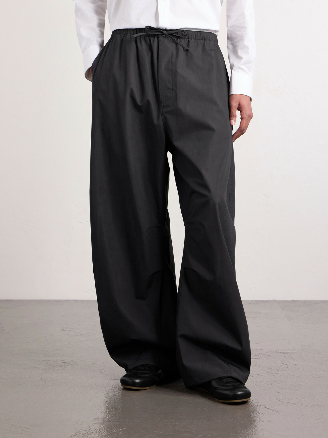 Amomento - Cotton Wide-Leg Trousers - Black