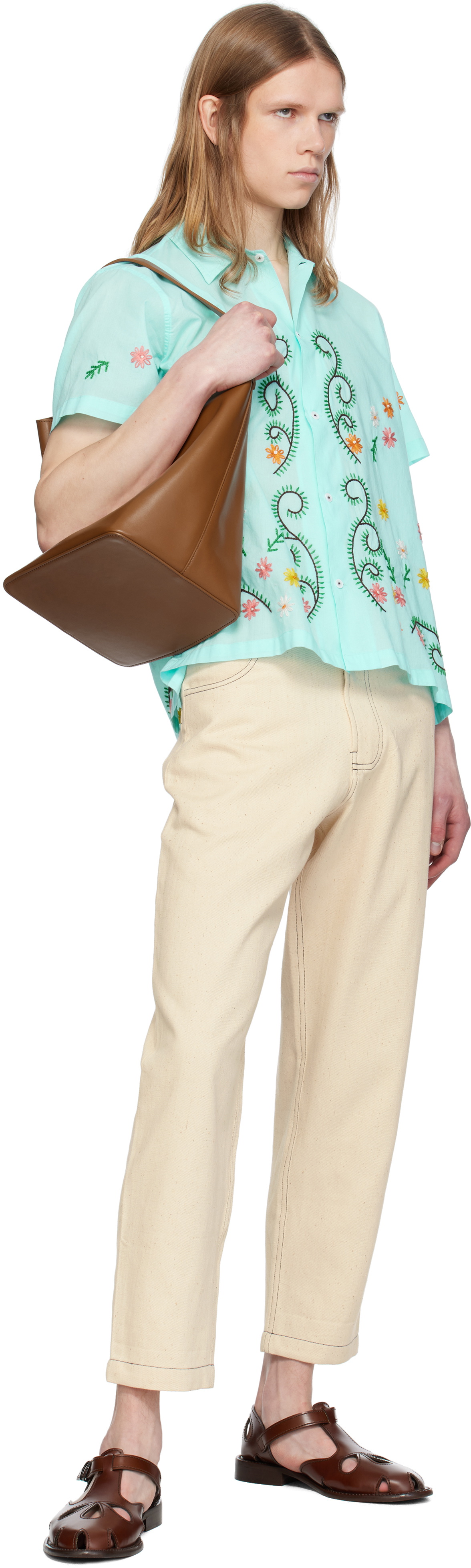 HARAGO Off-White Double Stitch Trousers