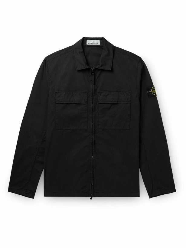 Photo: Stone Island - Logo-Appliquéd Cotton-Blend Twill Overshirt - Black