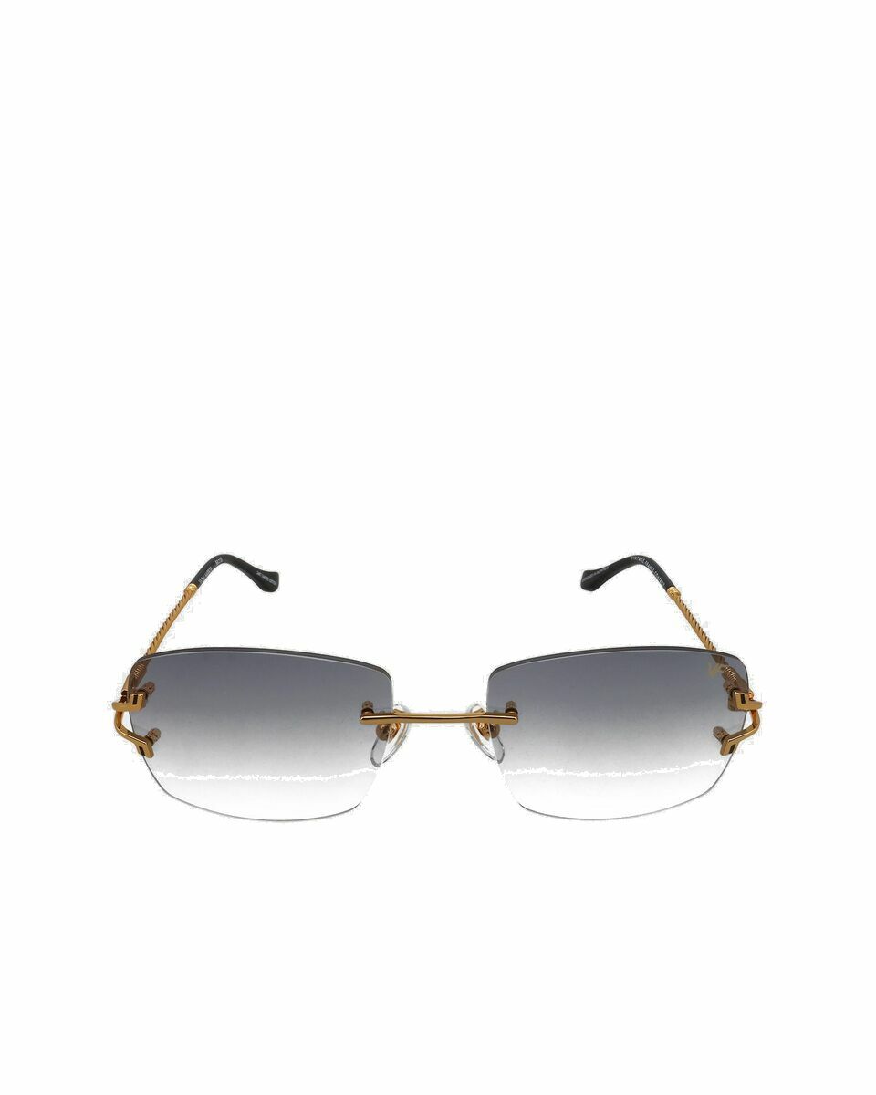 Photo: Vintage Frames Bal Harbour Drill Mount 24kt  Gold Grey/Yellow - Mens - Eyewear